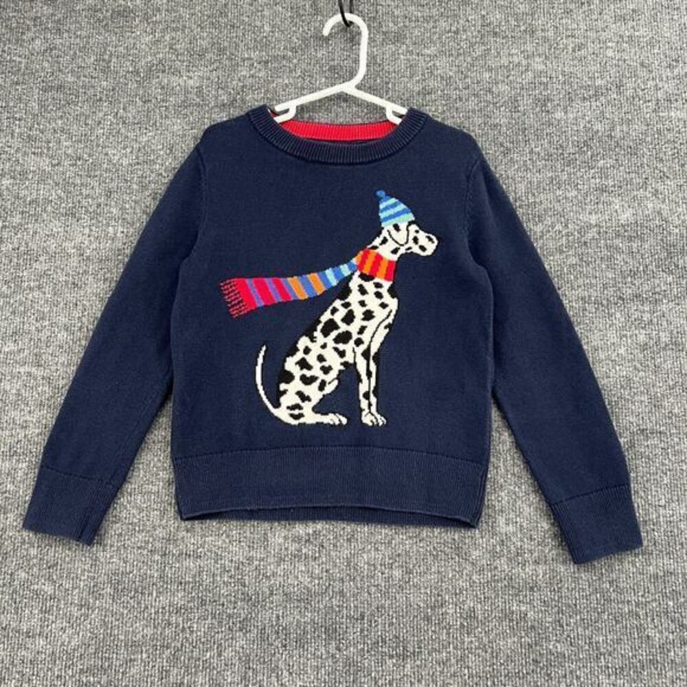 Baby GAP Crewneck Sweater Size 5 Navy Blue Dalmation Preppy Holiday Cotton